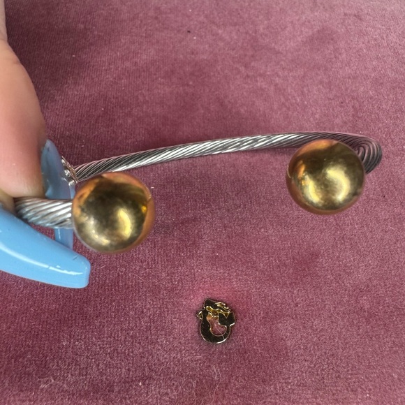 Two-Toned Silver and Gold Tone Spiral Twist Cuff Bracelet - Picture 7 of 7